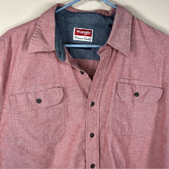 XL WRANGLER BRICK RED SHORT SLEEVE COMFORT FLEX BUTTON FRONT SHIRT STRETCH CASUA - Picture 2 of 8
